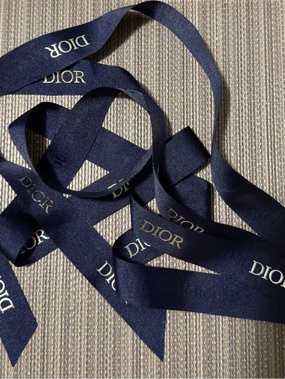 Dior Navy Blue Logo Ribbon with White Lettering